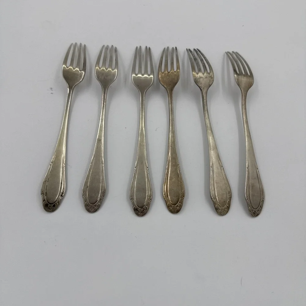 Set Of Six German Vintage Silvia Silver plated Forks Rococo Style
